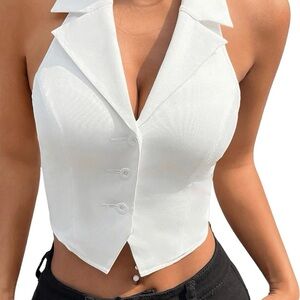 Elegant White Halter Top